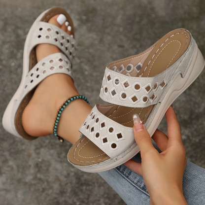 Orthopedic wedge heel platform slippers