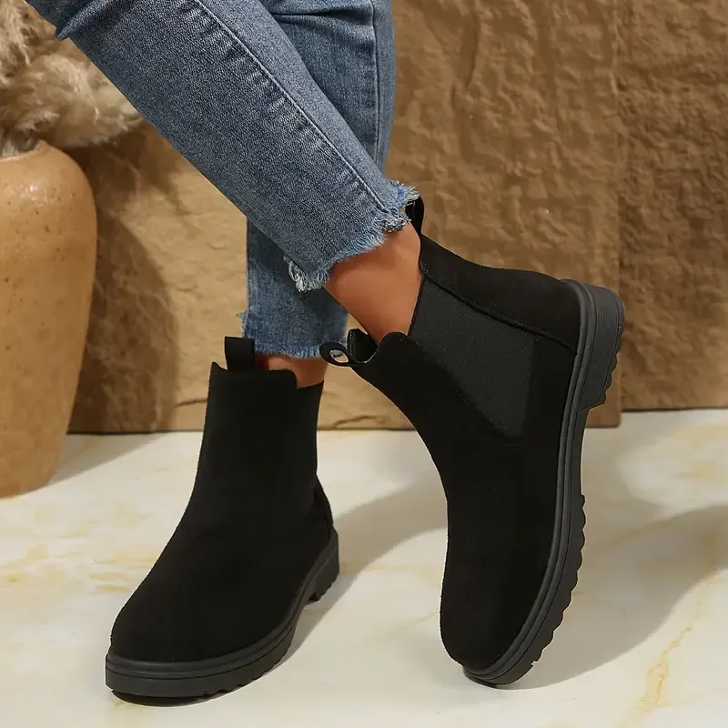 Women's Solid Chunky Low Heel Ankle Boots ( BUY 2 FREE SHIPPING )