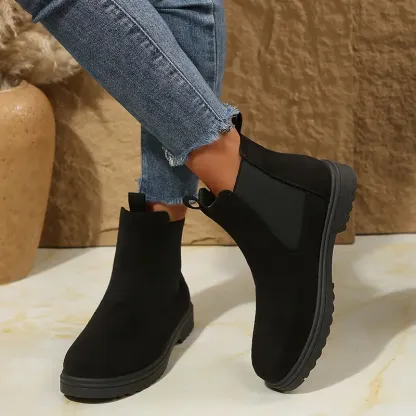 Women's Solid Chunky Low Heel Ankle Boots ( BUY 2 FREE SHIPPING )