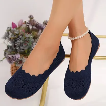 🔥Last Day 60% OFF - Women's Slip-On Wave Lace Detail Round Toe Shoes