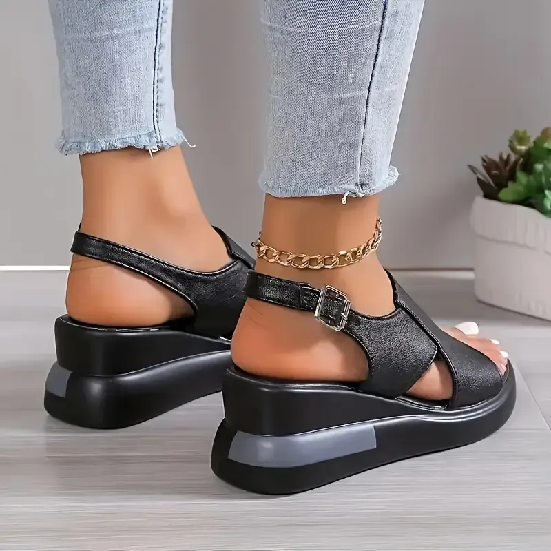Women'S Solid Color Wedge Sandals