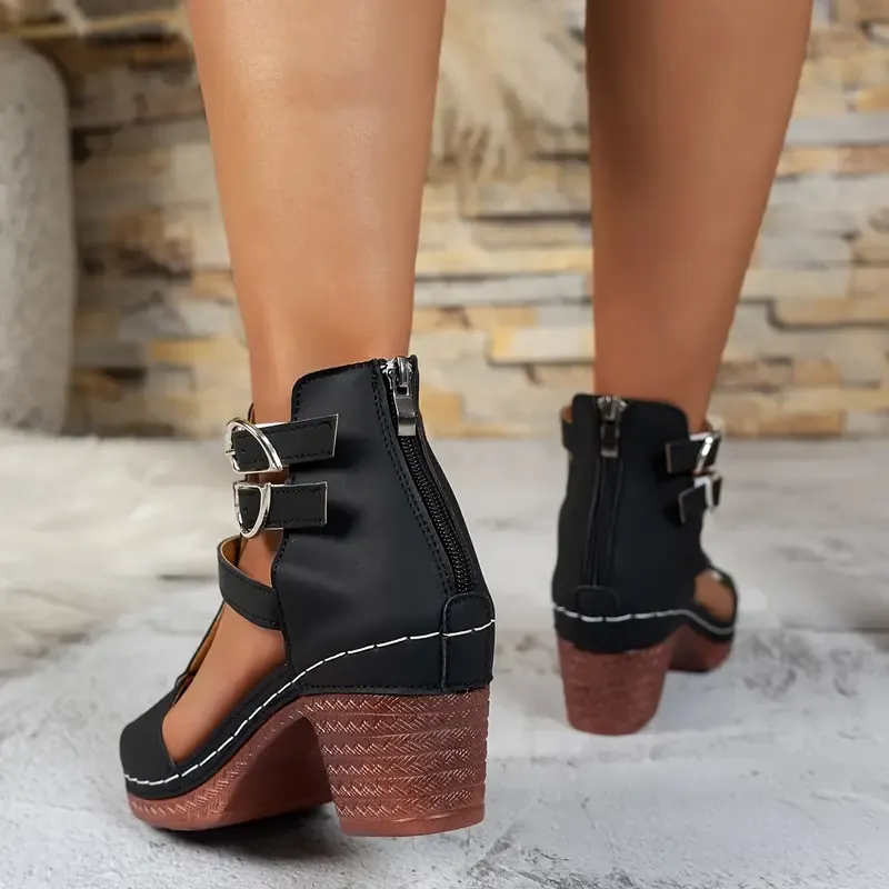 [Comfortable Wedge] Women'S Chunky Heeled Platform Sandals