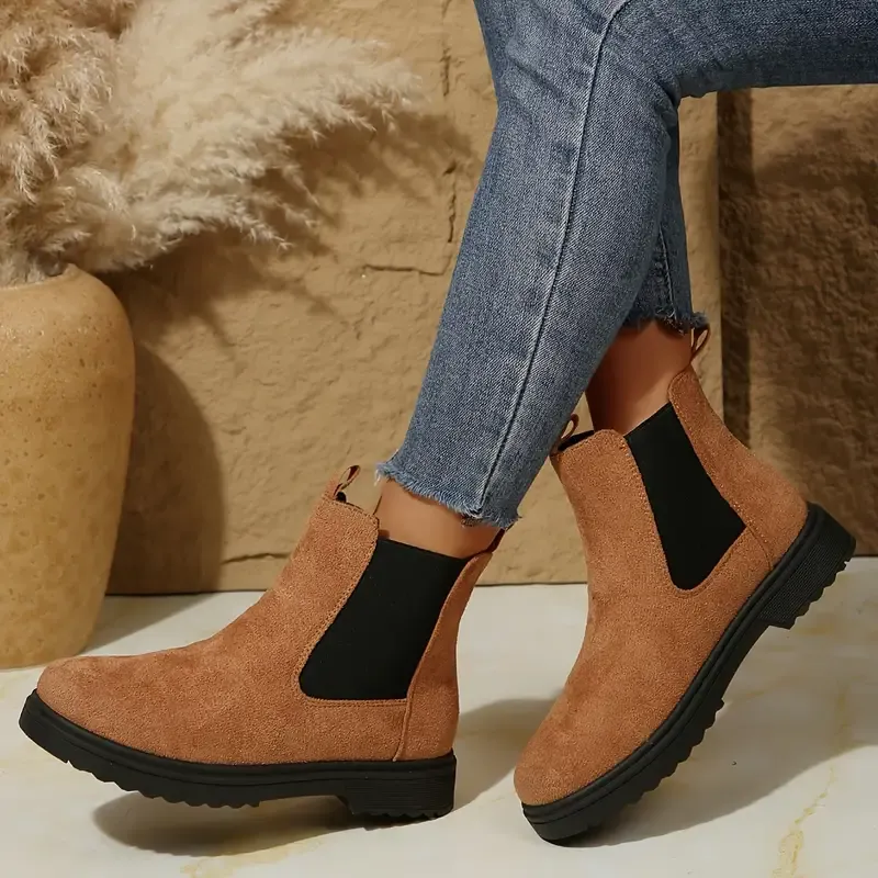 Women's Solid Chunky Low Heel Ankle Boots ( BUY 2 FREE SHIPPING )
