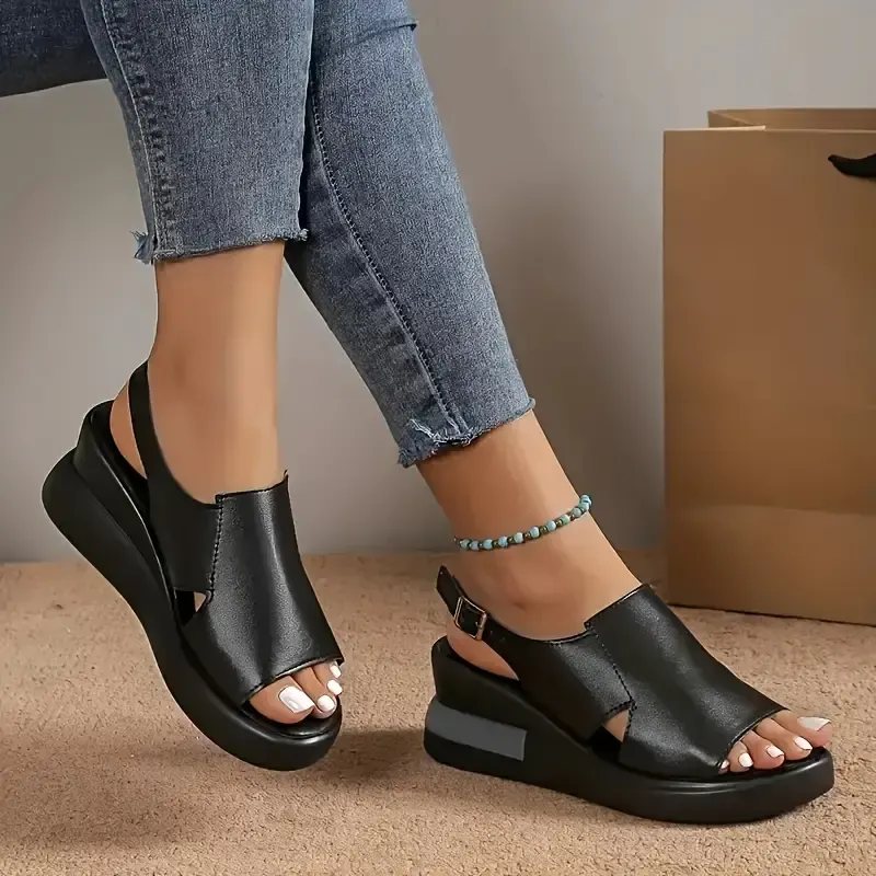 Women'S Solid Color Wedge Sandals
