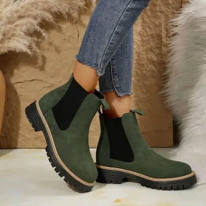 Women's Solid Chunky Low Heel Ankle Boots ( BUY 2 FREE SHIPPING )