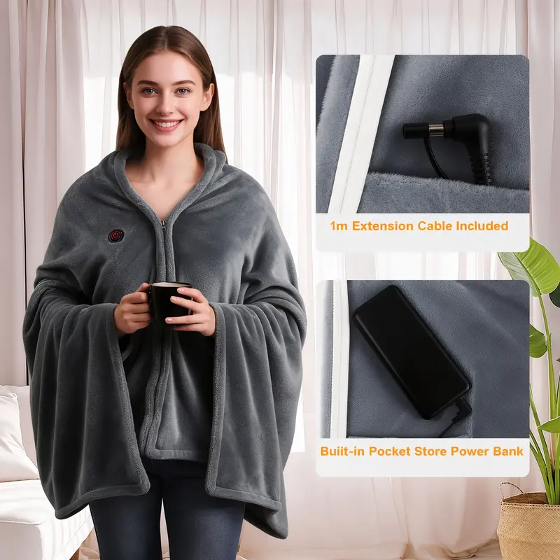 Portable Heated Blanket Shawl