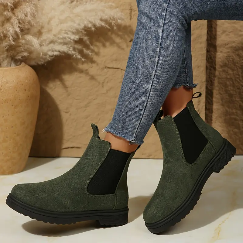Women's Solid Chunky Low Heel Ankle Boots ( BUY 2 FREE SHIPPING )