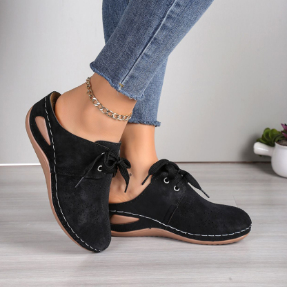 🔥Last Day Promotion 50% OFF - New Women's Sculpted Wedge Heel Thick Leather Shoes