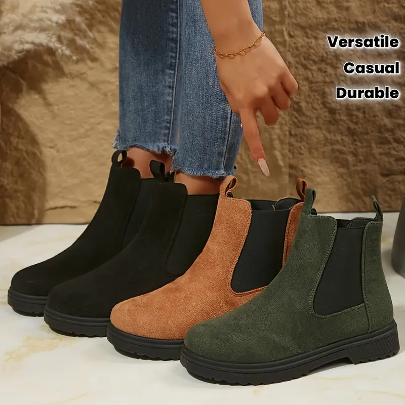 Women's Solid Chunky Low Heel Ankle Boots ( BUY 2 FREE SHIPPING )