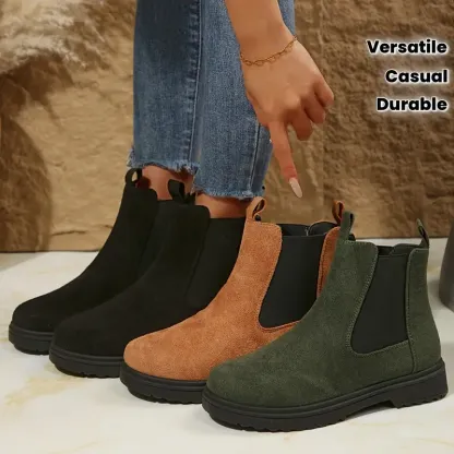 Women's Solid Chunky Low Heel Ankle Boots ( BUY 2 FREE SHIPPING )