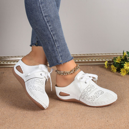 🔥Last Day Promotion 50% OFF - New Women's Sculpted Wedge Heel Thick Leather Shoes