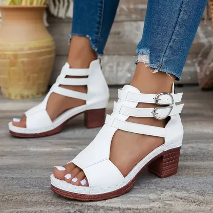 [Comfortable Wedge] Women'S Chunky Heeled Platform Sandals