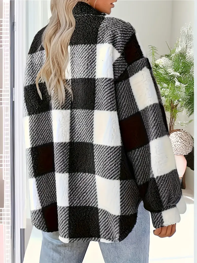Plush Winter Jacket - & Checkered High Elasticity Coat