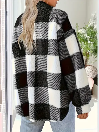 Plush Winter Jacket - & Checkered High Elasticity Coat