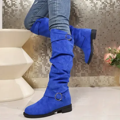 NEW ARRIVAL 50% OFF - Slim-fitting Chunky-heeled Suede Knight Boots