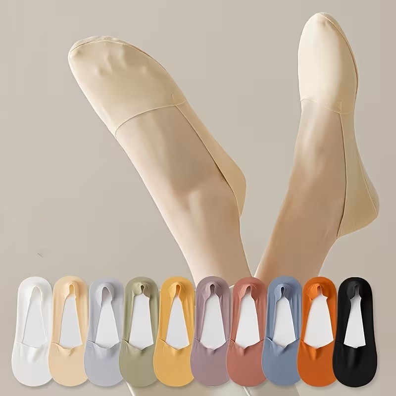 10 Pairs - Silicone Non-Slip Non-Fall Off with Ice Shallow Mouth Invisible Boat Socks
