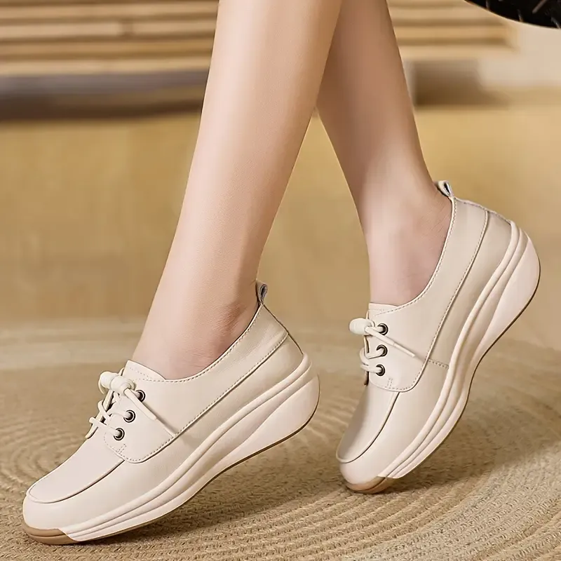 Women's Chic White Slip-On Loafers with Thick Sole