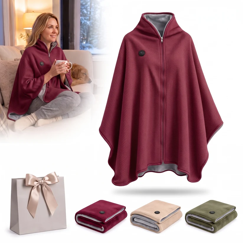 Portable Soft Zipper Electric Heated Blanket Shawl☀️