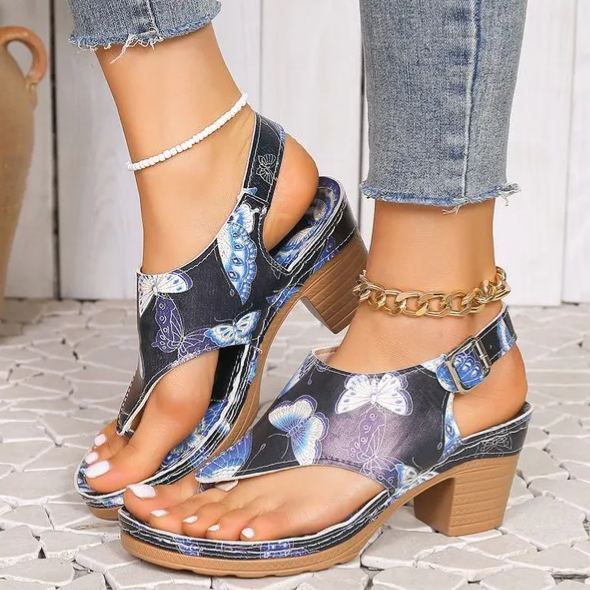 🔥Last Day 70% OFF - Oversized mid-heel printed sandals