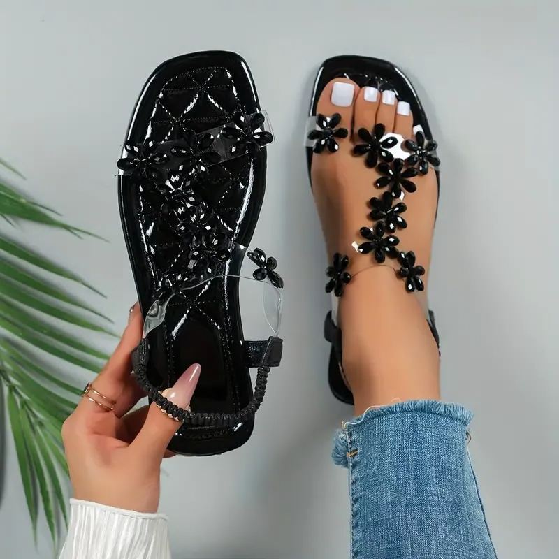 🔥Last Day Promotion 50% OFF - Women's Rhinestone Butterfly Decor Flat Sandals