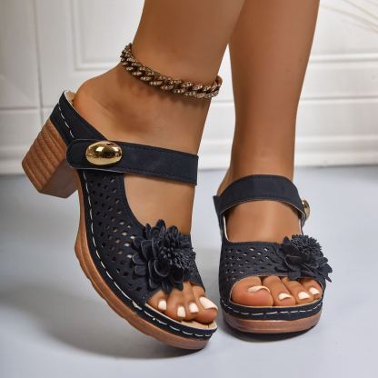 🔥Last Day 70% OFF - Women's Large Size Flower High Heel Sandals