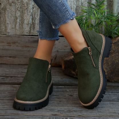 Women'S Retro Solid Color Ankle Boots