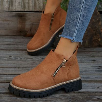 Women'S Retro Solid Color Ankle Boots