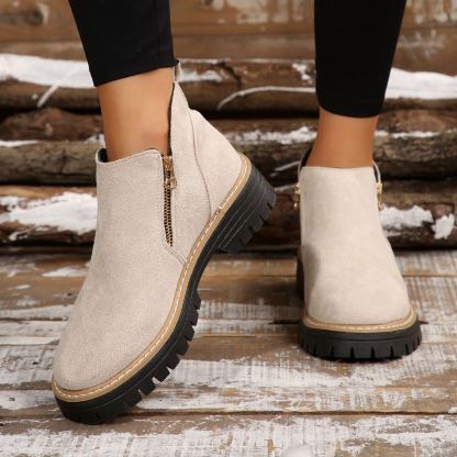 Women'S Retro Solid Color Ankle Boots