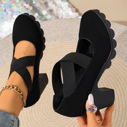 Foot comfort – Chunky heel low-cut flat shoes