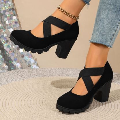 Foot comfort – Chunky heel low-cut flat shoes