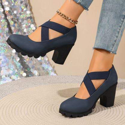 Foot comfort – Chunky heel low-cut flat shoes