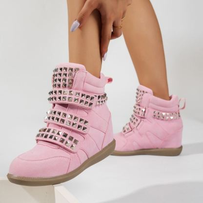 Women's Inner Height-Increasing Rivet-Decorated Short Boots