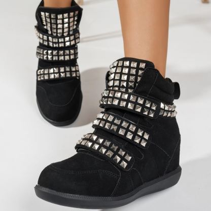 Women's Inner Height-Increasing Rivet-Decorated Short Boots