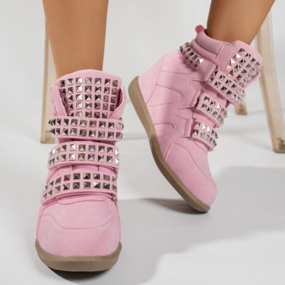 Women's Inner Height-Increasing Rivet-Decorated Short Boots