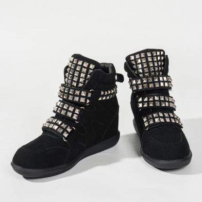 Women's Inner Height-Increasing Rivet-Decorated Short Boots