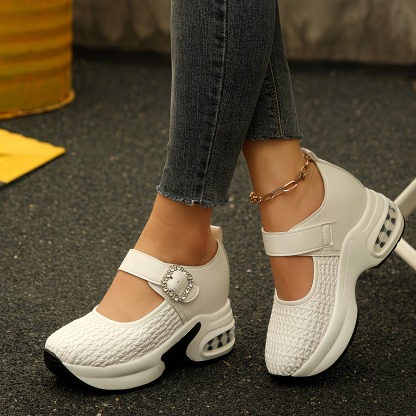 Women's Rhinestone Buckle Flat Shoes