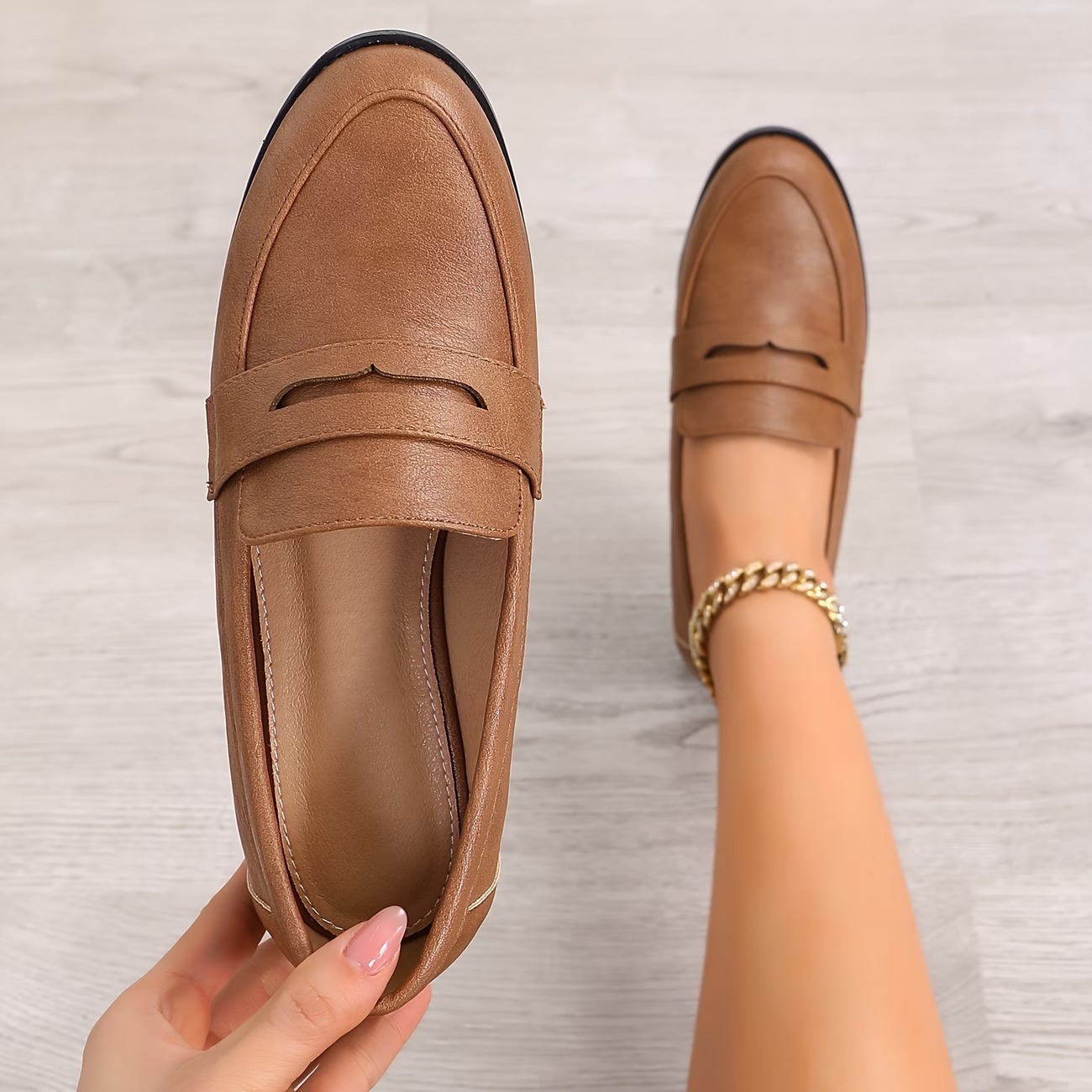 Women's Slip-On Penny Loafers with Round Toe