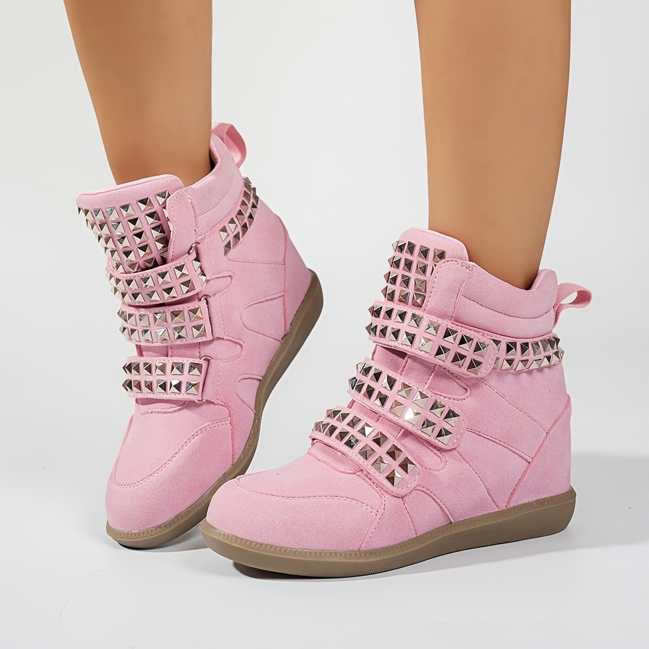 Women's Inner Height-Increasing Rivet-Decorated Short Boots