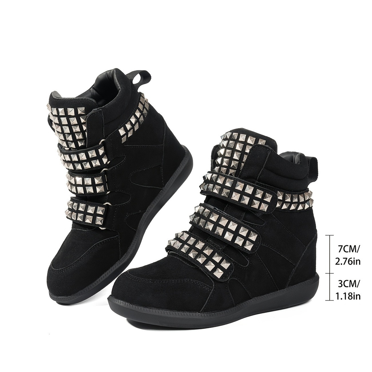 Women's Inner Height-Increasing Rivet-Decorated Short Boots