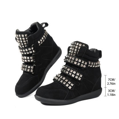Women's Inner Height-Increasing Rivet-Decorated Short Boots