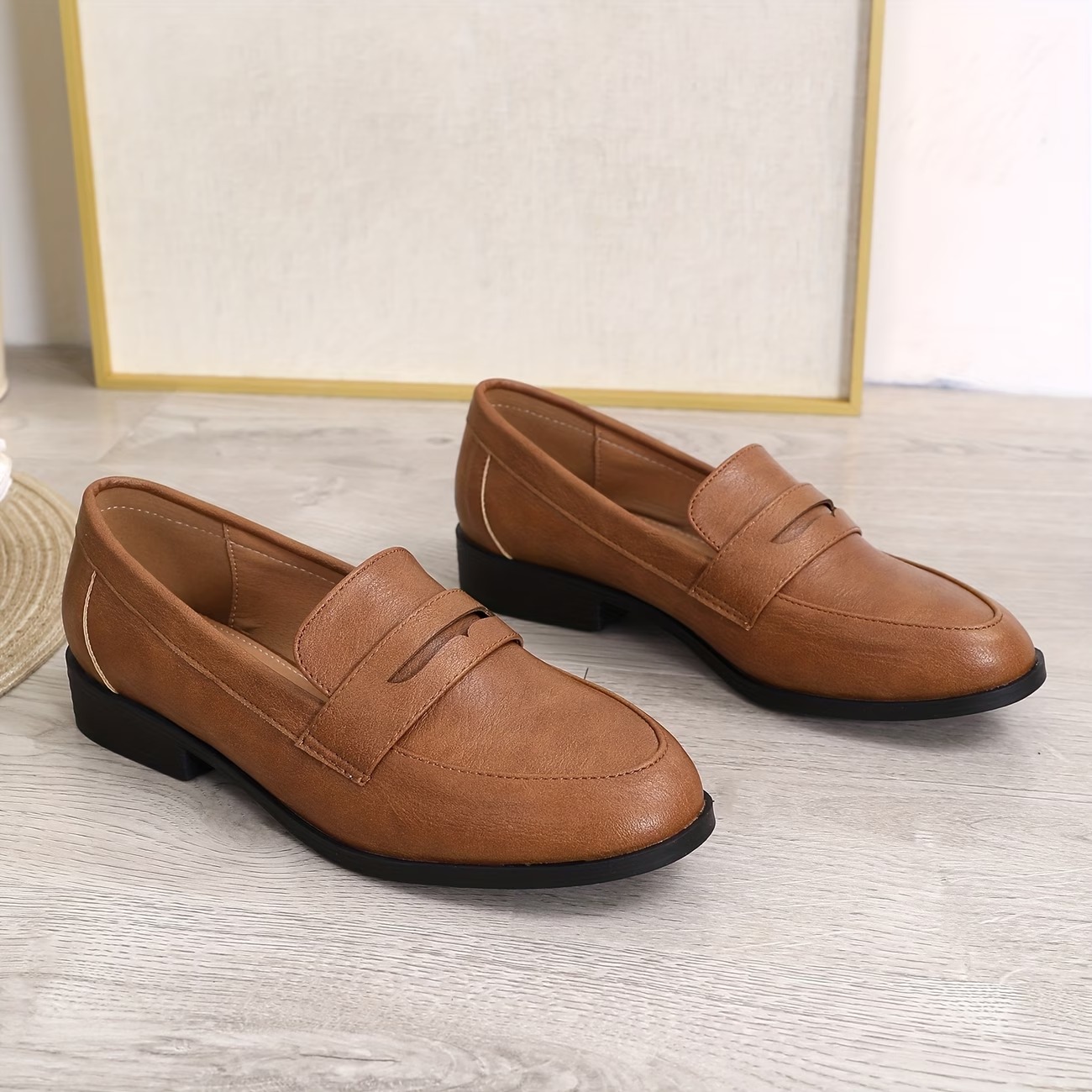 Women's Slip-On Penny Loafers with Round Toe