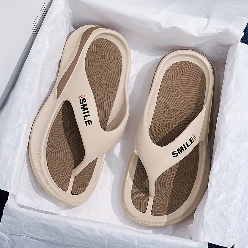 Herringbone Slippers for Outdoor Wear, Fashionable Casual Thick-Soled Beach Sandals