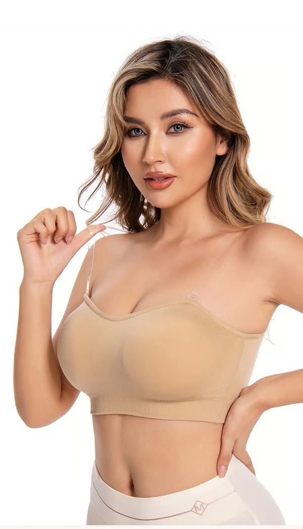 ( BUY ONE GET ONR FREE ) Strapless Bras for Women, Non-Slip Silicone Padded Bandeau Bra