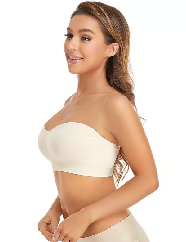 ( BUY ONE GET ONR FREE ) Strapless Bras for Women, Non-Slip Silicone Padded Bandeau Bra