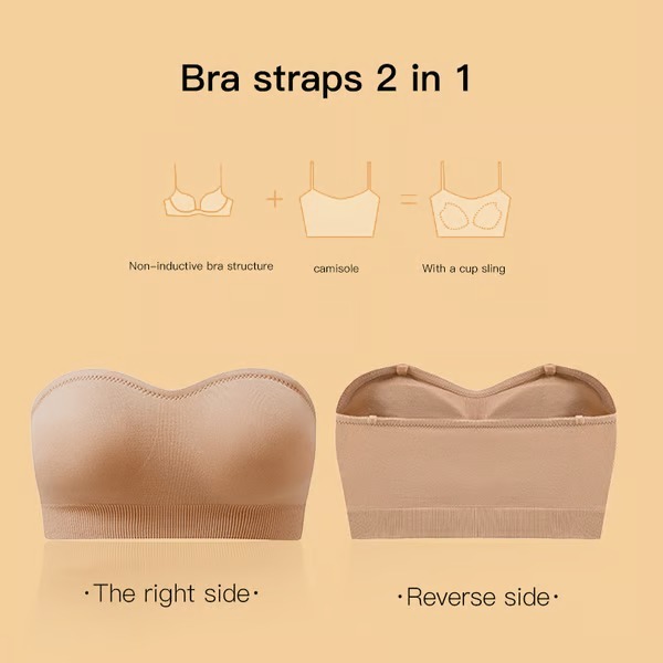 ( BUY ONE GET ONR FREE ) Strapless Bras for Women, Non-Slip Silicone Padded Bandeau Bra