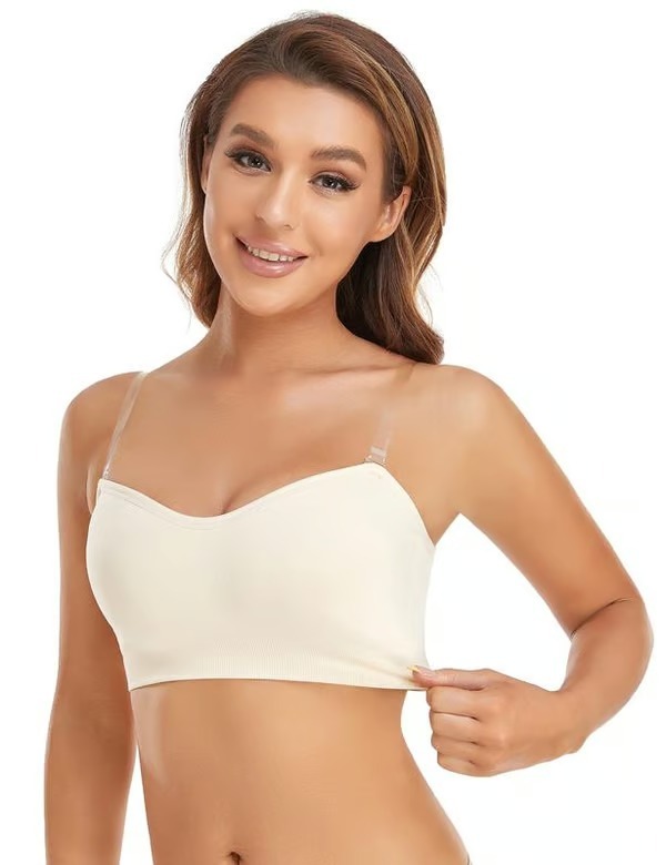 ( BUY ONE GET ONR FREE ) Strapless Bras for Women, Non-Slip Silicone Padded Bandeau Bra