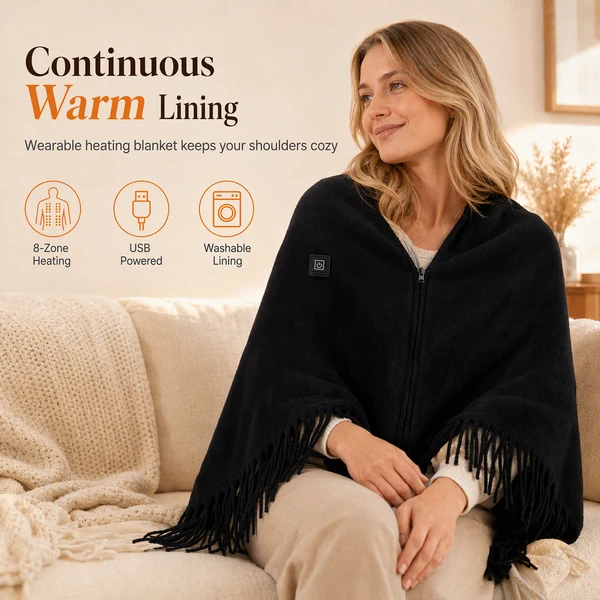 Perfect Festive Gifts❄️ Stay Warm All Winter — Portable Electric Heated Blanket Shawl