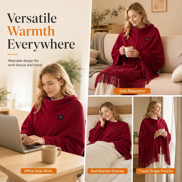 Perfect Festive Gifts❄️ Stay Warm All Winter — Portable Electric Heated Blanket Shawl