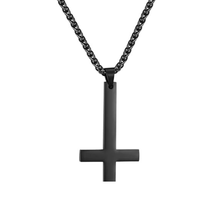 Black Inverted Cross Necklace