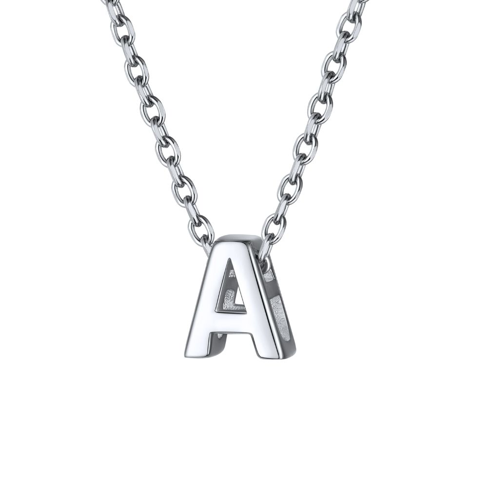925 Sterling Silver Letter Pendant Necklace